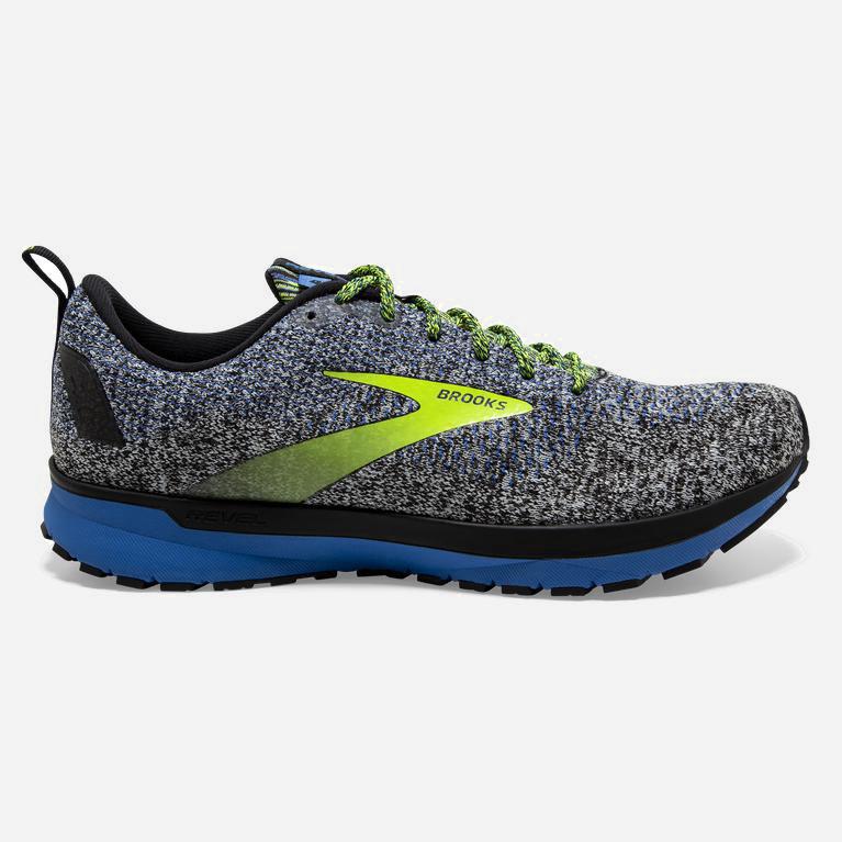 Brooks Revel 4 Israel - Men's Road Running Shoes - Black/Blue/GreenYellow/Nightlife (51823-HRLA)